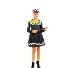 Costume da poliziotto in abito nero e giallo per bambina