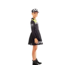 Costume da poliziotto in abito nero e giallo per bambina