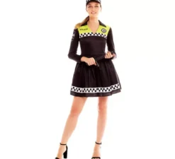 Costume da poliziotto in abito nero e giallo per donna