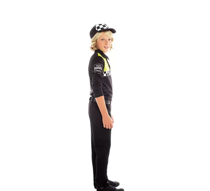 Costume da poliziotto nero e giallo per bambino