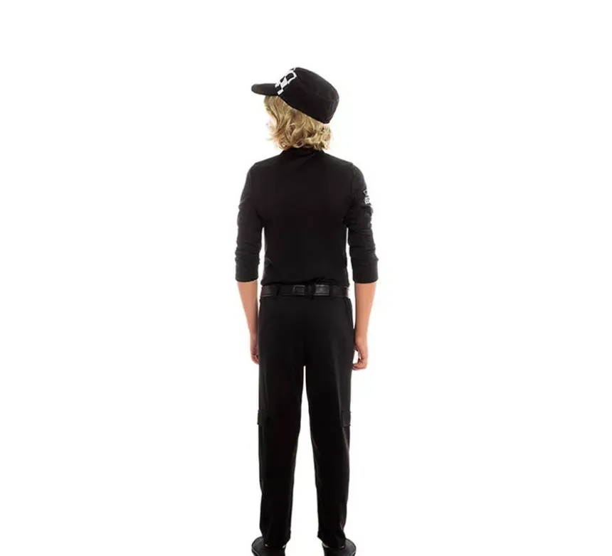 Costume da poliziotto nero e giallo per bambino