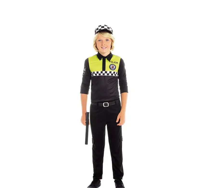 Costume da poliziotto nero e giallo per bambino