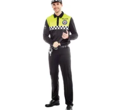 Costume da poliziotto nero e giallo per uomo