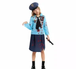 Costume da poliziotto zombie con berretto per bambine