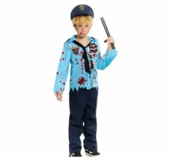 Costume da poliziotto zombie con berretto per bambini