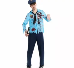 Costume da poliziotto zombie con berretto per uomo