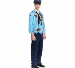 Costume da poliziotto zombie con berretto per uomo