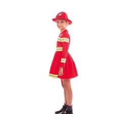 Costume da pompiere rosso e giallo per bambina