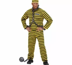 Costume da prigioniero a righe gialle e nere da uomo