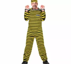 Costume da prigioniero a righe gialle e nere da uomo