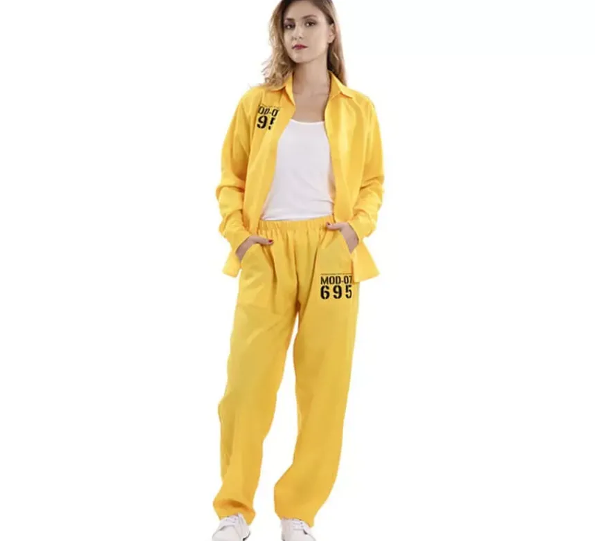Costume da prigioniero giallo per donna