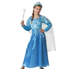 Costume da principessa con mantello blu per bambina