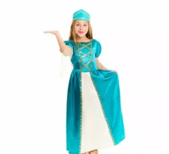 Costume da principessa medievale blu per bambina