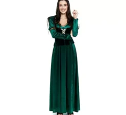 Costume da principessa medievale verde scuro per donna