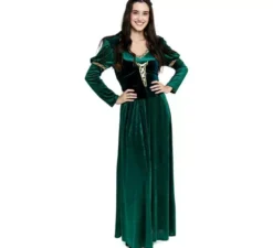 Costume da principessa medievale verde scuro per donna