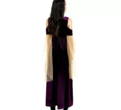 Costume da principessa medievale viola a maniche lunghe per donna
