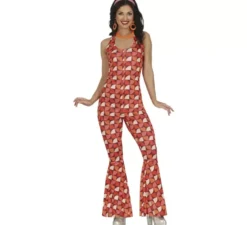 Costume da ragazza da discoteca rossastra anni '70 per donna