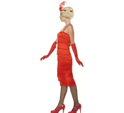 Costume da ragazza degli anni '20 rosso lungo per le donne