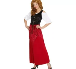 Costume da ragazza della taverna rosso e nero per donna