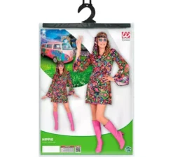 Costume da ragazza hippie in abito psichedelico per donna