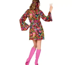 Costume da ragazza hippie in abito psichedelico per donna