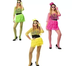 Costume da ragazza neon anni '80 in vari colori per donna