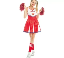 Costume da ragazza pon pon rossa e bianca per donna