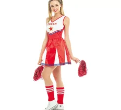 Costume da ragazza pon pon rossa e bianca per donna