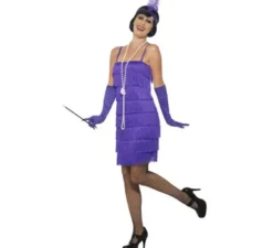 Costume da ragazza viola anni '20 per una donna