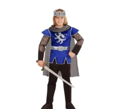 Costume da Re Artù blu con mantello per bambino