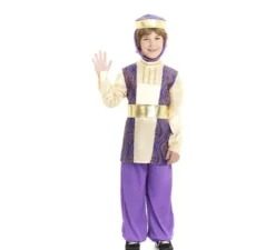Costume da Re Baltasar del Paggio Viola con cappello per bambino