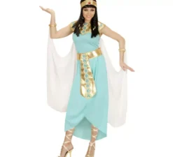 Costume da regina egiziana blu e oro per donna