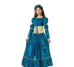 Costume da regina medievale blu per bambina