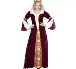 Costume da regina medievale bordeaux per donna