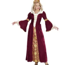 Costume da regina medievale bordeaux per donna