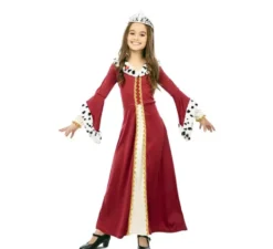 Costume da regina medievale con stampa deluxe per ragazza