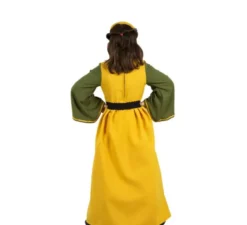 Costume da regina medievale giallo e verde per bambina