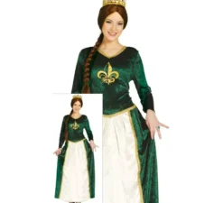 Costume da regina medievale verde per donna