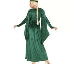 Costume da regina rinascimentale in velluto verde per donna