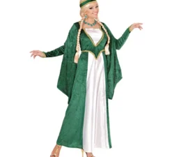 Costume da regina rinascimentale in velluto verde per donna