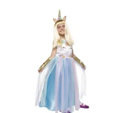 Costume da regina unicorno colorato per bambina