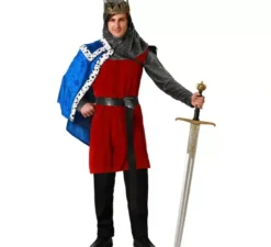 Costume da Re Medievale Borgogna con cintura per uomo