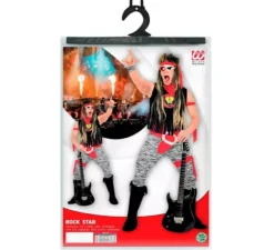 Costume da Rock Star nero e rosso per uomo