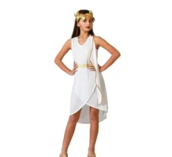 Costume da Romana bianco con dettagli dorati per bambina
