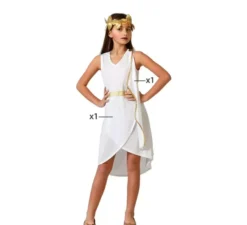 Costume da Romana bianco con dettagli dorati per bambina