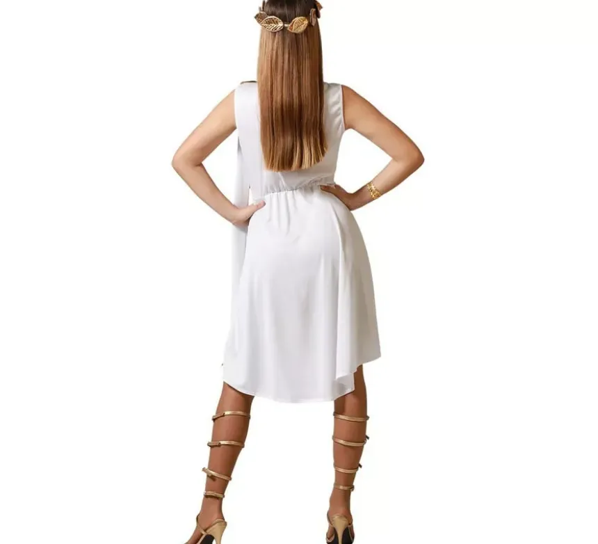 Costume da Romana bianco con dettagli dorati per donna