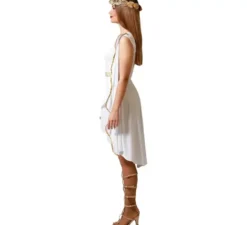 Costume da Romana bianco con dettagli dorati per donna