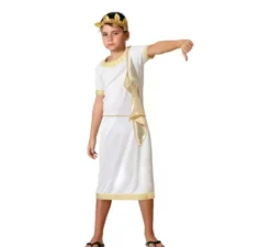 Costume da romana bianco con dettagli oro per bambino