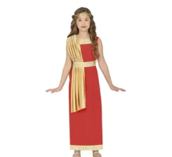 Costume da Romana rosso e oro per bambina