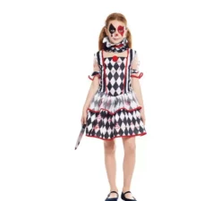 Costume da rombo di Arlequina insanguinata per bambina